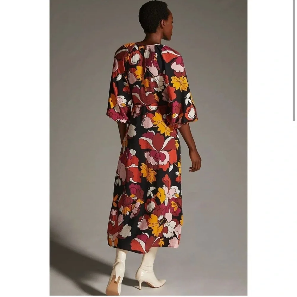 Maeve by Anthropologie Deep-V Ruched Midi Dress - Picture 2 of 9